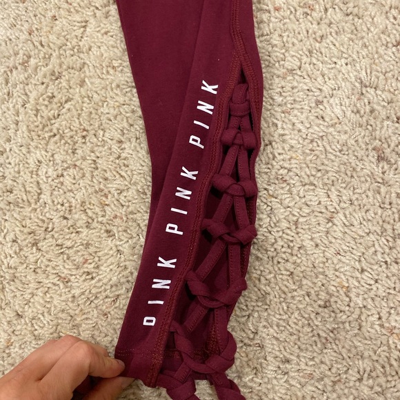 Victoria Secret PINK Yoga Leggings MAROON - Picture 3 of 6
